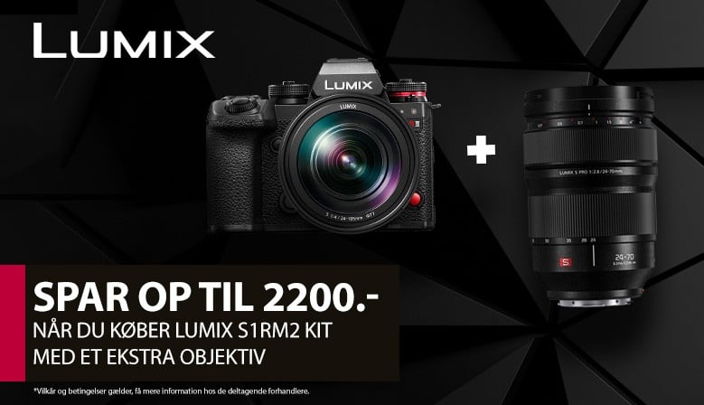 Køb et Lumix S1R II kit m/24-105mm og få en kontant rabat ved samtidigt køb af ekstra objektiv.